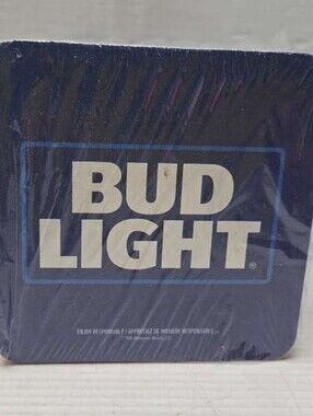 BUD LIGHT Bar Coaster Lot of 125 BNIP Double Sided Brand New SEALED